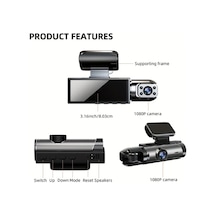 Oldfriend Siyah 32gb Kart Yok 1080p Dual Kamera Araç Kamerası 3.16 Ips Ekran Gece Görüşü Park Asistanı