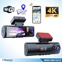 4k Ultra Hd 2 Kameralı Ön Ve İç Wifi Gps G-sensör Park Modu Dashcam Kamera