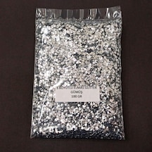 Glitter Epoksi Reçine Süsleme Pulu Üç Boyutlu Elmas Görünümlü Nail Art Makyaj Sim Gümüş 100 Gr