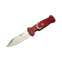 4-8-4 Tc Kırmızı Kamp Çakı 21,5cm- Manuel, Ay Yıldız Desenli, Kemerlikli - Çok Renkli