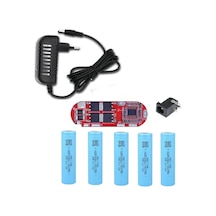 5 Adet Aspilsan Li-ion Pil, 5s 25a Bms, 21 Volt 1 Amper Adaptör Ve 5,5x2,5 Dişi Soket