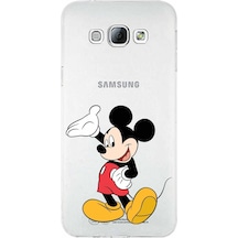 Samsung Galaxy Uyumlu A8 Kapak Mickey Mouse Tasarımlı Şeffaf Silikon Kılıf Şeffaf