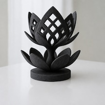 3d Baskı Lotus Çiçeği Mumluk - Dekoratif Tealight Mumluk-siyah Çok Renkli