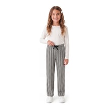 Onloox Kız Çocuk Karışık Renk Kız Çocuk Karışık Renk Pamuklu Örme Boru Paça Regular Çizgili Beli Lastikli Pantolon 4-8 Yaş