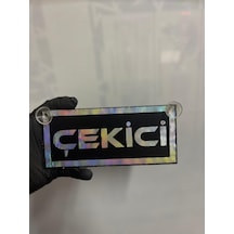 Siyah Renk Üzeri Hologram Renk Çekici Yazılı Vantuzlu Cam Süsü
