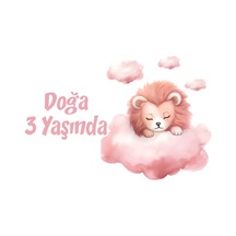 Pembe Sevimli Aslan Doğum Günü Afişi 70x100 Cm