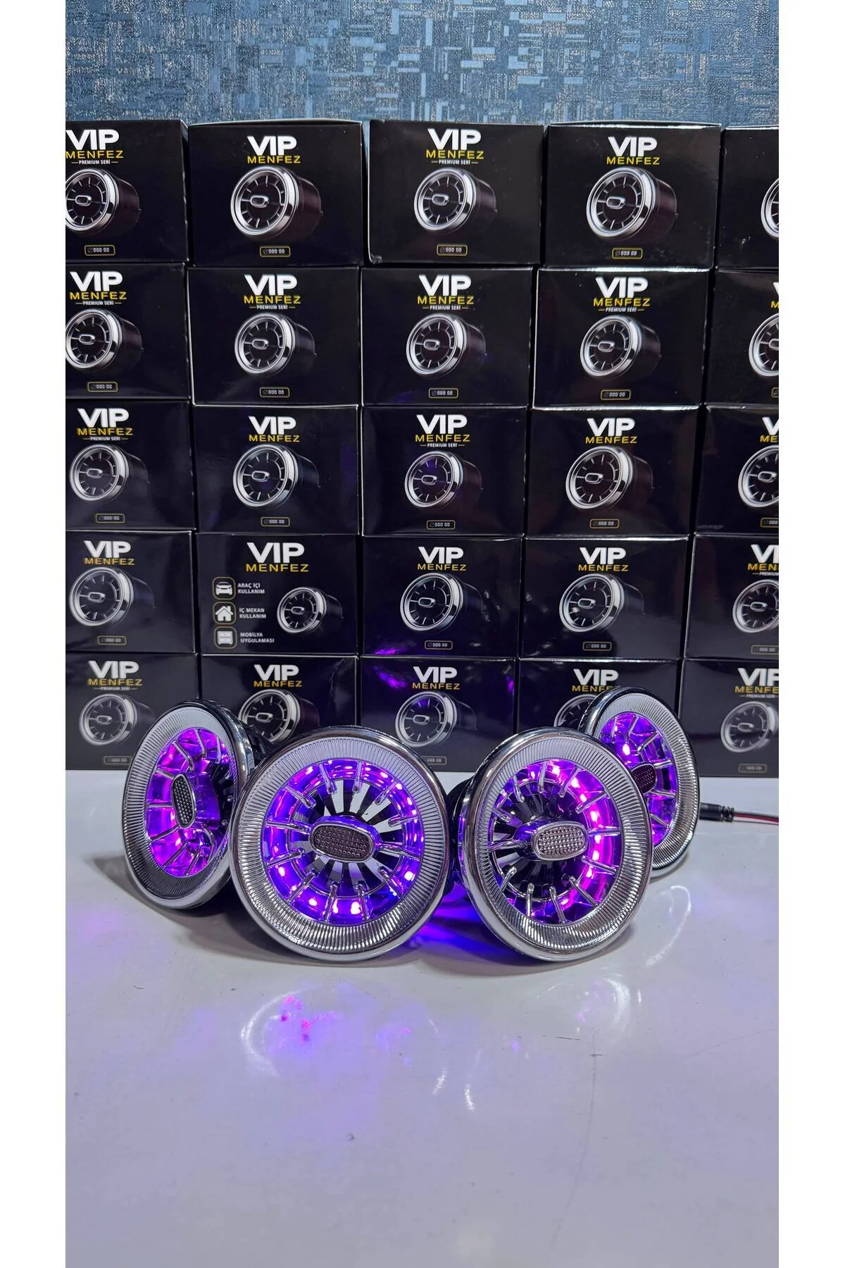 Üniversal Vıp Klima Menfez Izgara 9-10 Cm Çap 4 Adet Işıklı 4lü Menfez