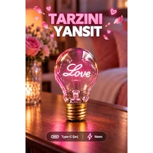Love Neon Dekoratif Masa Lambası Ampul Şeklinde Yeni Nesil Aydınlatma Aşk Çok Renkli