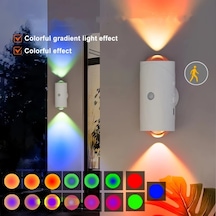 Dashanshop Manyetik Led Hareket Sensörlü 2 Başlıklı Dimmable 15 Renk Usb Bataryalı Duvar Lambası