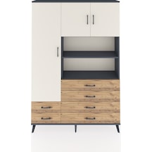 Arges Dolap 8 Raflı 6 Çekmeceli 3 Kapaklı 132x30x195 Antrasit-aytaşı/çam Aytası/atlas Çam