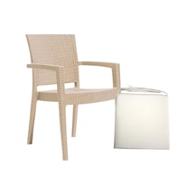Tr Paris Rattan Minderli Koltuk Sandalye, 4 Adet, Bej Genel