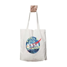 Art Hediye Nasa Yıldızlı Gece İki Tarafı Kalıcı Baskılı Yıkanabilir Okul Plaj Omuz Bez Çantası Çok Renkli