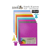 Simli Karton A4 20x30 Cm 10 Renk 1 Paket 10 Lu Simli Karton Parıltılı Kağıt Anasınıfı Kreş Etkinlik Proje Dekoratif