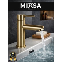 Gold Altın Kaplama Sabit Lüx Gövde Banyo Lavabo Musluğu Bataryası