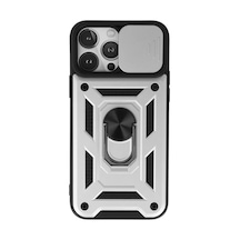 Newface Apple İphone 13 Pro Kılıf Pars Lens Yüzüklü Silikon - Gümüş
