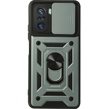 Xiaomi Poco F3 Kılıf Pars Lens Yüzüklü Silikon Yeşil