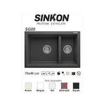 Sinkon Antrasit Granit Eviye 70 x 46 / 1.5 Göz - Sg80 - Sinkon