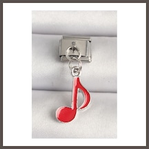 Bezos 316l Çelik Gümüş Renk Kırmızı Müzik Nota Model Nomination Charm Nxrlvng