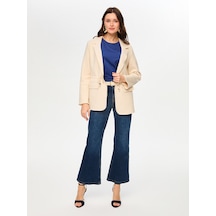 Faik Sönmez Beli Tünelli Astarsız Örme Blazer Ceket S26ckt007 Us26ckt00772 Taş