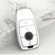 Mercedes Benz W205 Uyumlu Anahtar Kılıfı Beyaz - Gümüş