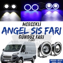 Peugeot Boxer Uyumlu Üniversal Mercekli Angel Sis Farı Metal Su Geçirmez 76 Mm Mavi Halkalı Gündüz Farı Angel Eyes 2 Adet 00 Şüscaroto Aksesuar