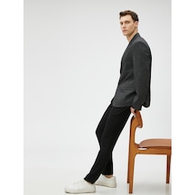 Koton Blazer Ceket Düğmeli Dikiş Detaylı Cepli Antrasit Desenli 3wam50033hw 3WAM50033HW9D3 Antrasit