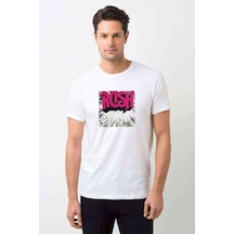 Rush Logo Jpeg Baskılı Beyaz Erkek Tshirt