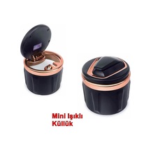 Rose Gold Detaylı Işıklı Mini Küllük Led Işıklı Kapaklı Araç İçi Sigara Küllüğü,
