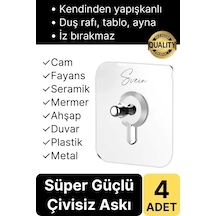 4 Adet Süper Güçlü Kendinden Yapışkanlı Tutunabilen Çok Amaçlı Çerçeve Tablo Banyo Duş Mutfak Askı Çok Renkli