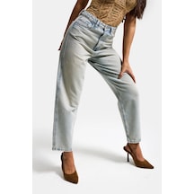 Itsbasic Kadın Kot Rengi 4s6-75 Relax Fit %100 Koton Denim Jean Mavi