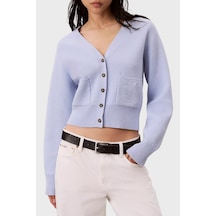Calvin Klein Yün Karışımlı V Yaka Düğmeli Kadın Hırka Lv044h327g Mavi