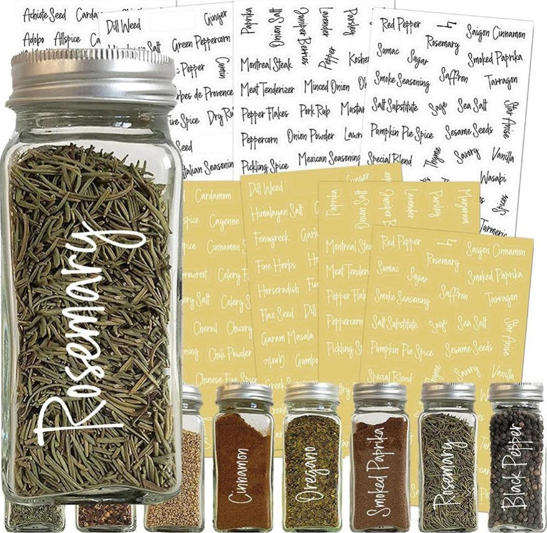 Youmex 276 Adet Fantezi Baharat Kavanozu Etiket Sticker Seti - Cam Kavanozlar, Dolaplar Ve Çekmeceler İçin Beyaz-siyah Renkli Organize Etiketler Diğer