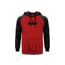 Ktm Motorcycle Black Logo Kırmızı Renk Reglan Kol Sweatshirt Kırmızı