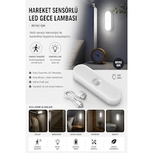 Usb Şarjlı Led Işık, Hareket Sensörlü, Beyaz Işık, Oda, Mutfak, Salon Ve Merdiven İçin Taşınabilir Lamba