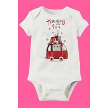 Babylimon Unisex Bebek Beyaz Organik Baskılı Pamuklu Body Beyaz - 132207206 Beyaz