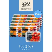 250 Adet 750 Ml Ekonomik Buzdolabı Dondurucu Erzak Sızdırmaz Saklama Kabı Seti Buzluk Organizer Şeffaf