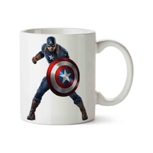 Captain Amerika Kalkan İki Tarafı Baskılı Kupa Bardak.jpg Çok Renkli