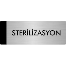 Metal Yönlendirme Levhası, Departman Kapı Isimliği Sterilizasyon 7x20 Cm Gümüş Renk