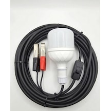 Aküden Bağlantılı Maşalı 30w 12v Led Ampul,lü E27 Duylu Anahtarlı Araç,karavan,kamp Seyyar Lamba 12/16a 2 X1,5mm Ttr Bakır 5 Mt-siyah