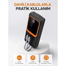 Powerbank 20000 Mah Dijital Ekranlı Ve Çok Kablolu Hızlı Şarj Cihazı Antrasit Melanj 29069946