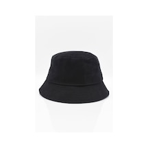 Külah Erkek Premium Pamuk Siyah Balıkçı Bucket Şapka-Siyah-Standart