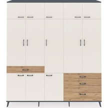 Hyperion Dolap 8 Raflı 4 Çekmeceli 3 Askılı 220x44x243 Antrasit-aytaşı/çam Aytası/atlas Çam