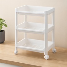 3 Katlı Tekerlekli Sepet Organizer Raf - 352x220x480 Mm Çok renkli