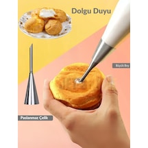 Büyük Boy Dolgu Duyu Paslanmaz Puf Başlığı Şanti Dolum Duyu Krema Torbası Sıkma Ucu Duy Metalik Gri