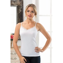 Saklımoda Anıt V Yaka Dantelli Atlet 2809 Beyaz
