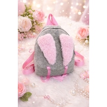 Yıldızan Pembe Tavşan Kulaklı Peluş Mini Sırt Çantası Pembe