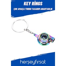 Herşeyfırsat Turbo Anahtarlık Metal Gökkuşağı Krom