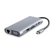 Lb Type-c 3.0 Hub Pd 100w Hdmı 4k Vga Gigabit Lan Aux Kart Okuyucu 11 Port Gri Hdx7830