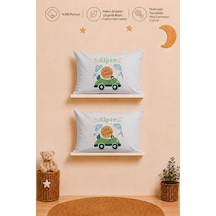 İsimli Erkek Bebek 2'li Yastık Kılıfı 35x45 Cm %100 Pamuk Organik Baskılı İsme Özel Bebek Hediyesi 2007y2