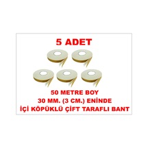 Çift Taraflı İçi Köpüklü Sarı Bant 50 M. Uzunlukta 30 Mm-3 Cm Ebatında 5 Adet